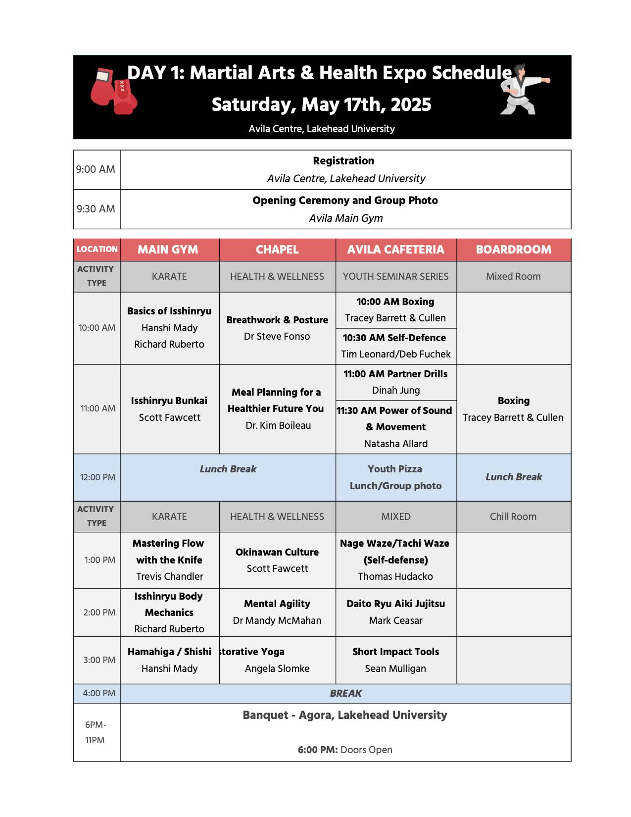Event Schedule Day 1